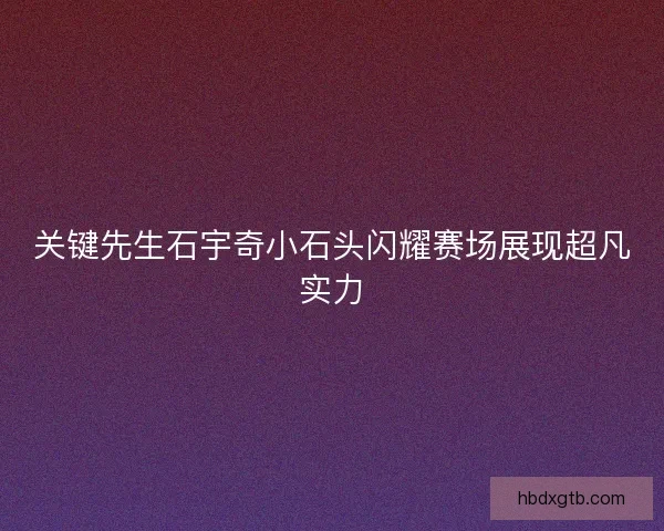 关键先生石宇奇小石头闪耀赛场展现超凡实力