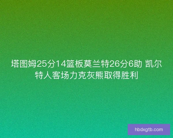 塔图姆25分14篮板莫兰特26分6助 凯尔特人客场力克灰熊取得胜利