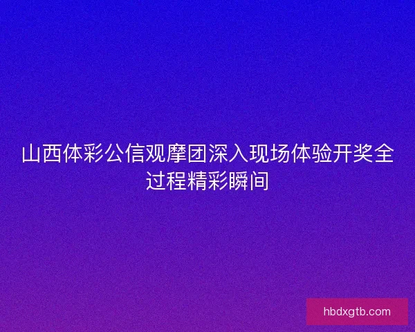 山西体彩公信观摩团深入现场体验开奖全过程精彩瞬间