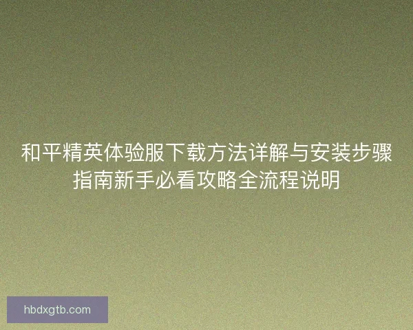 和平精英体验服下载方法详解与安装步骤指南新手必看攻略全流程说明